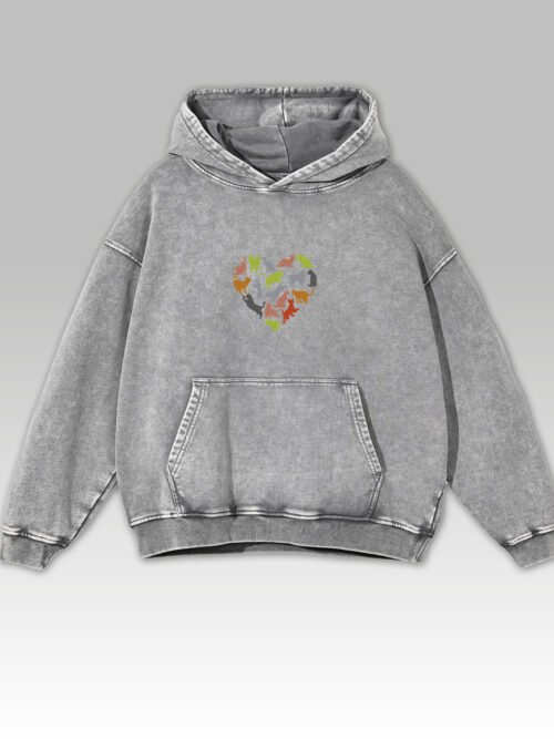Bluza oversize z kapturem Haft Kocie Serce